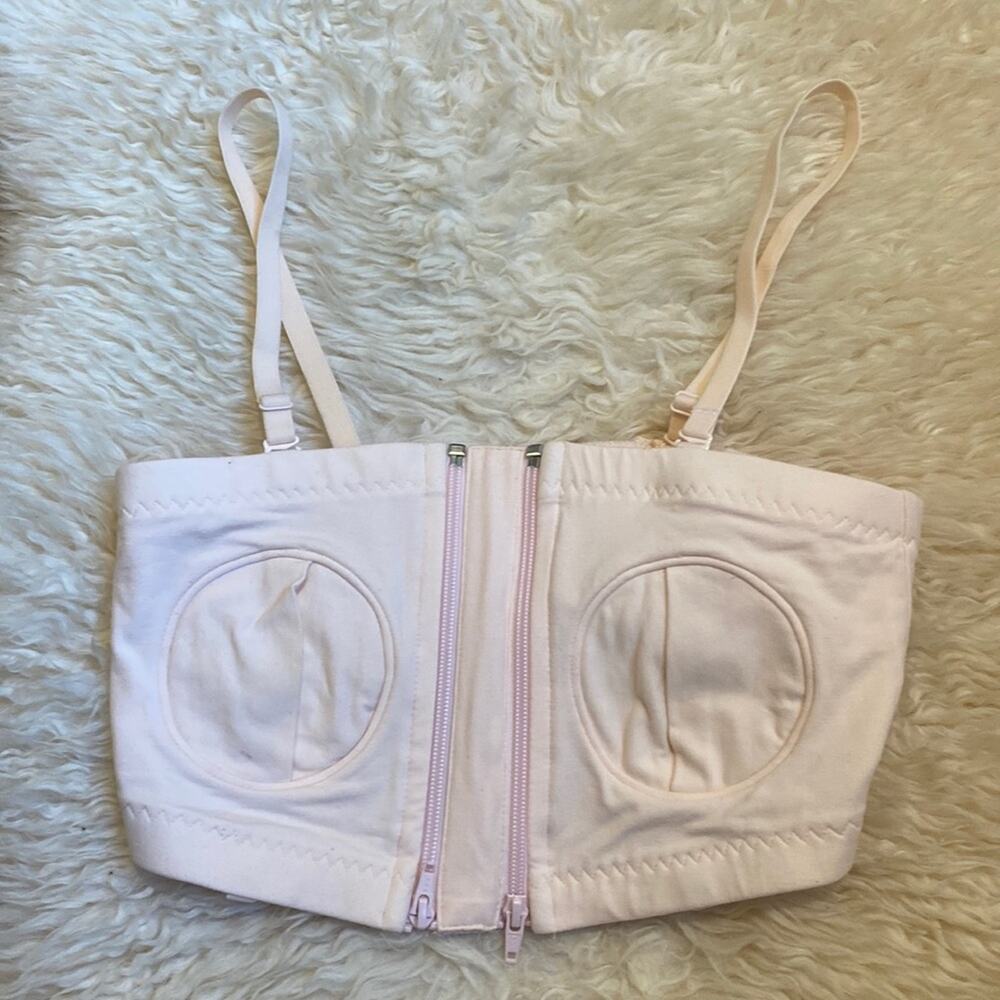 Simple Wishes Adjustable Hands Free Pumping Bra Nursing Pink Sz XS-L Cotton